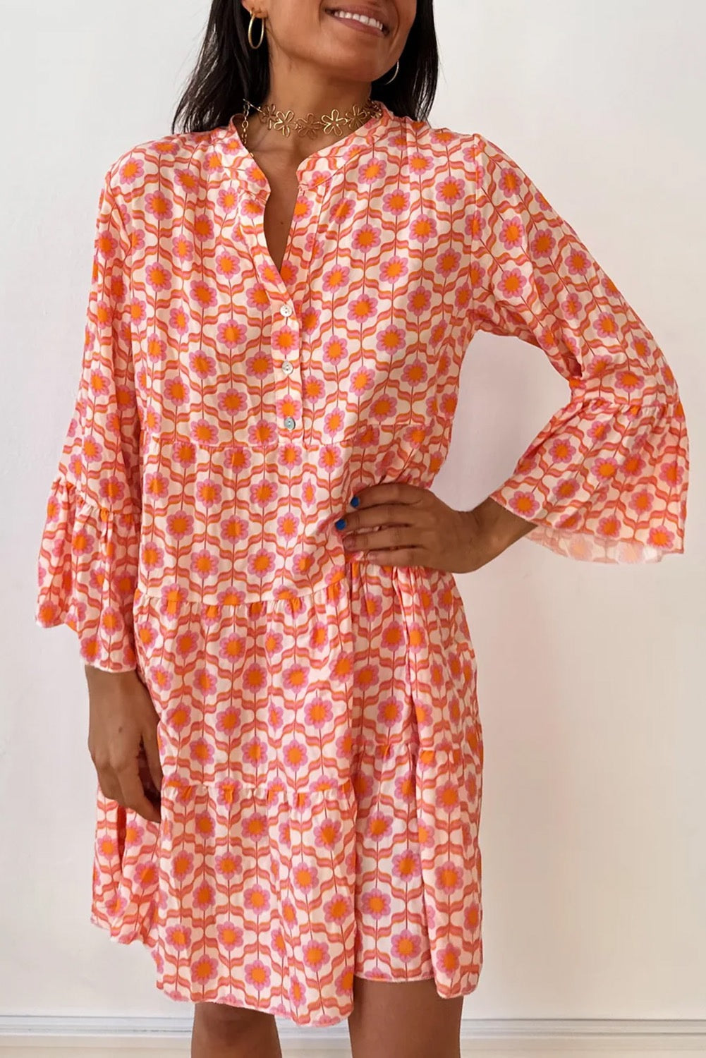 Orange Flowers Mini Dress LT