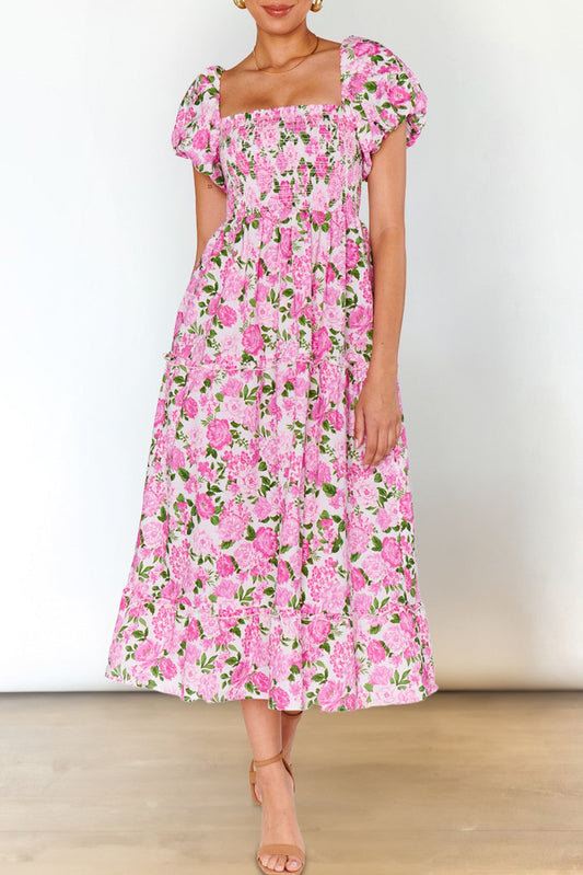 Pink Floral Puff Sleeve Max-ETA LATE MAY