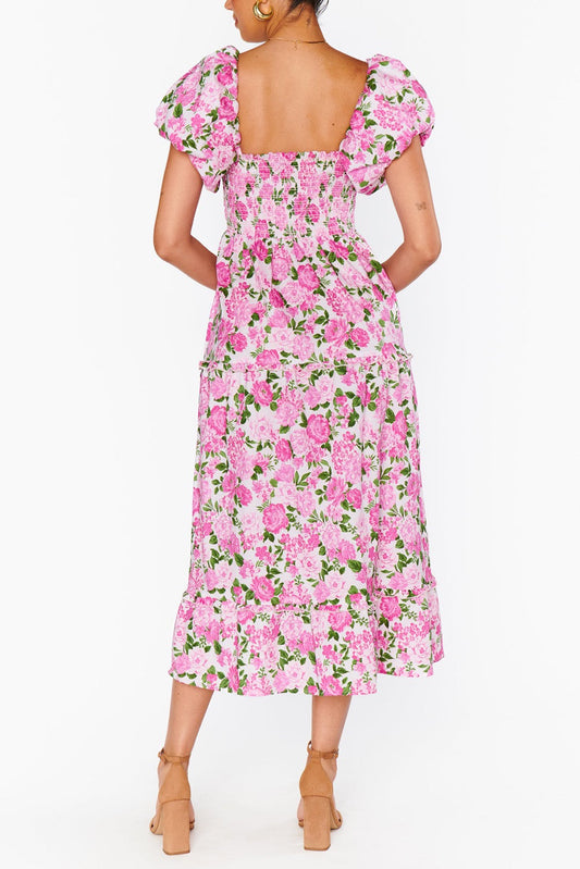 Pink Floral Puff Sleeve Max-ETA LATE MAY