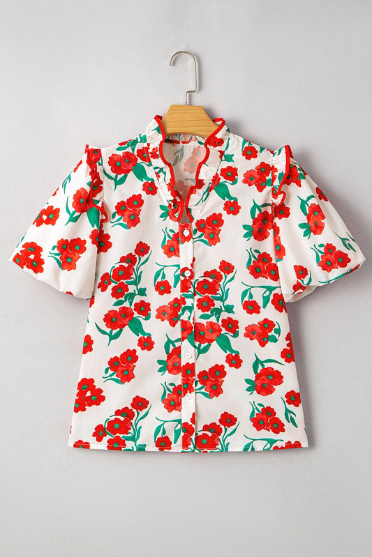 Red Floral Blouse FB