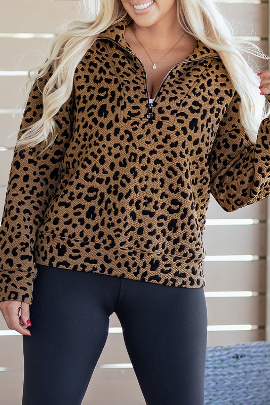 Leopard Quarter Zip Sweatshirt RTS