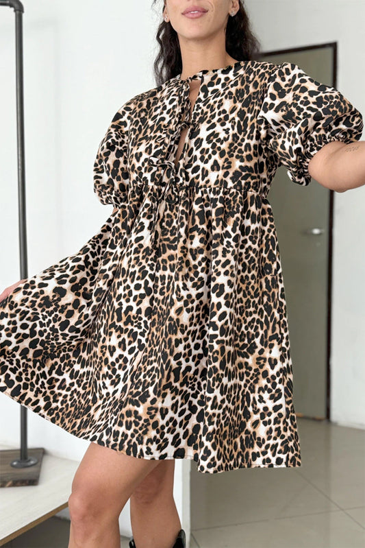 Leopard Tie Front Dress FB