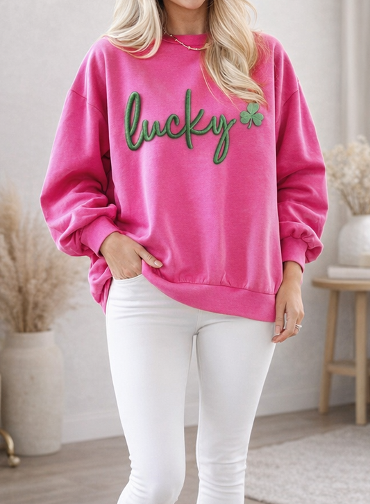 Lucky Clover Embroidered Sweatshirt