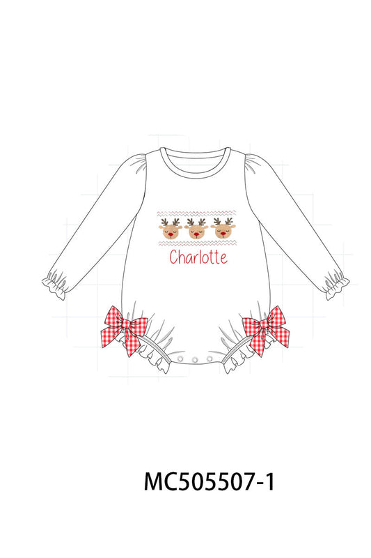 PO58 Red christmas deer monogram embroidery collection