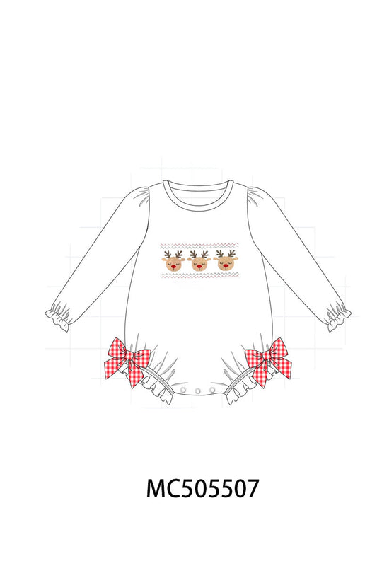 PO58 Red christmas deer embroidery collection