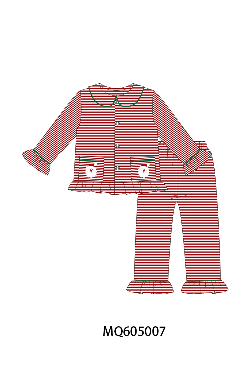 PO91 Red stripe christmas santa claus applique collection