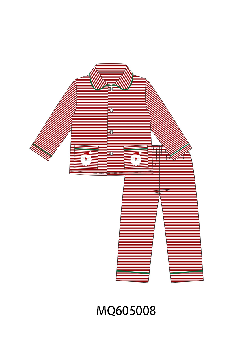 PO91 Red stripe christmas santa claus applique collection