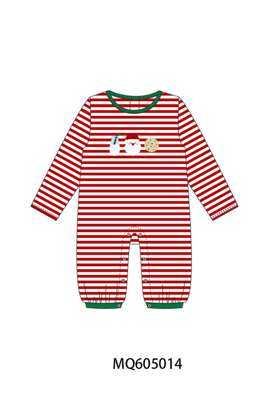 PO91 Red stripe christmas milk santa cookie embroidery collection