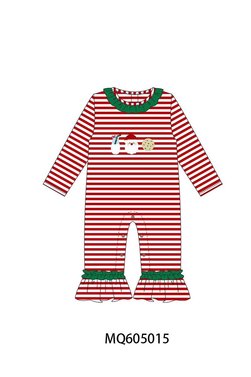 PO91 Red stripe christmas milk santa cookie embroidery collection