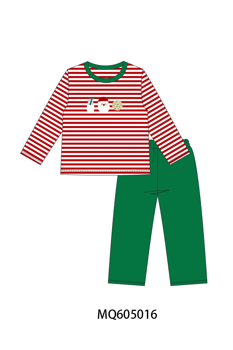 PO91 Red stripe christmas milk santa cookie embroidery collection