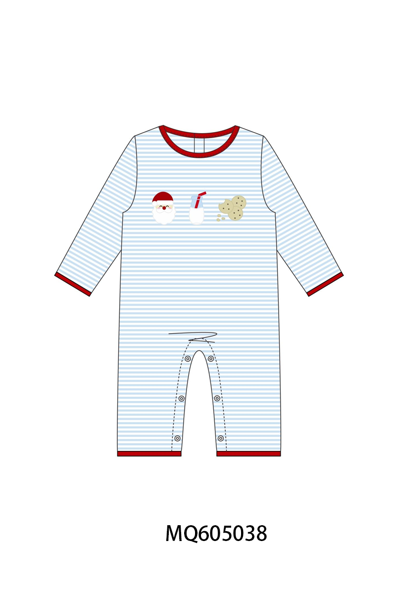 Blue&pink stripe Christmas Santa Claus milk cookie embroidery collection-ETA early December