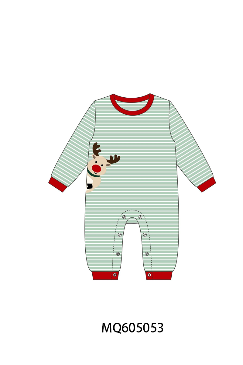 Green stripe Christmas reindeer appliqué collection-ETA early December