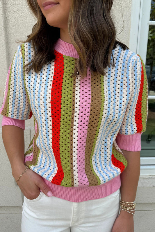 Multicolor Striped Knit Sweater FB