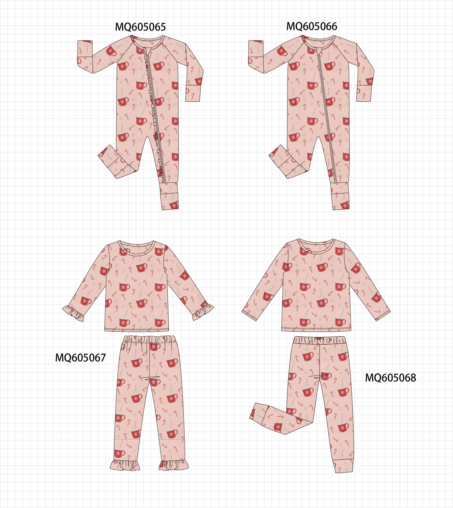 Pink Christmas candy cane print bamboo collection-ETA early December
