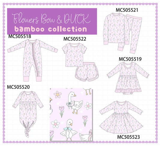 PO58 Pink floral bow duck print bamboo collection
