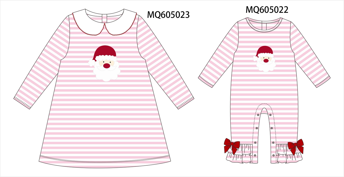 Pink stripe Christmas Santa Claus appliqué collection-ETA early December