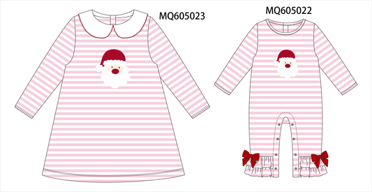 Pink stripe Christmas Santa Claus appliqué collection-ETA early December