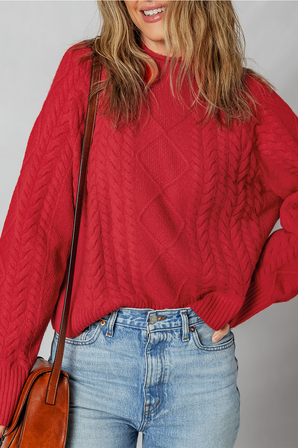 Red Cable Knit Sweater RTS