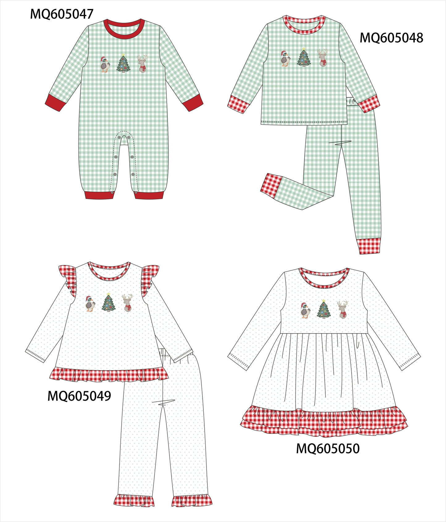 Red&green Christmas tree reindeer embroidery collection-ETA early December