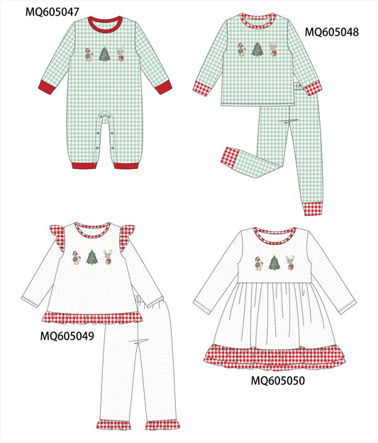Red&green Christmas tree reindeer embroidery collection-ETA early December