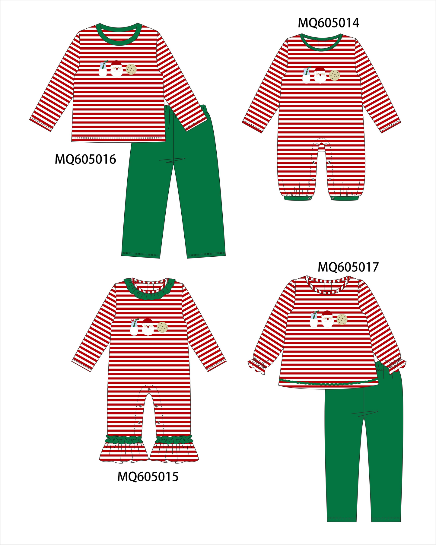 PO91 Red stripe christmas milk santa cookie embroidery collection