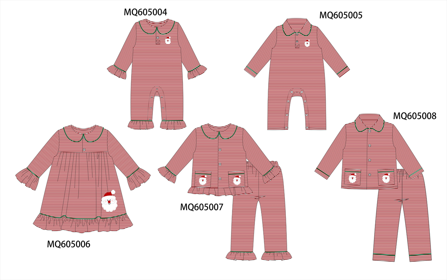PO91 Red stripe christmas santa claus applique collection
