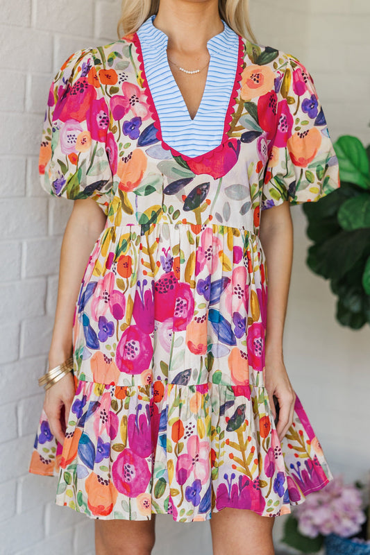 Rose Floral Ric Rac Dress FB