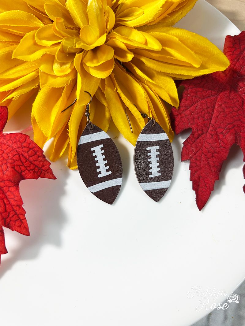 Touchdown! Small Leather Football Earrings, Copper