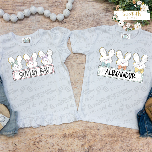 Personalized Trio Bunny Easter Shirts