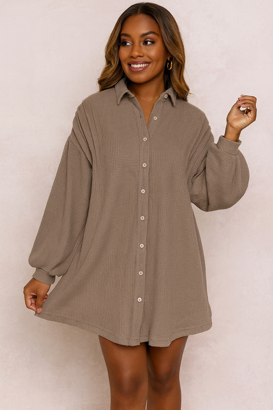 Waffle Knit Tunic Dress Preorder-NOVEMBER