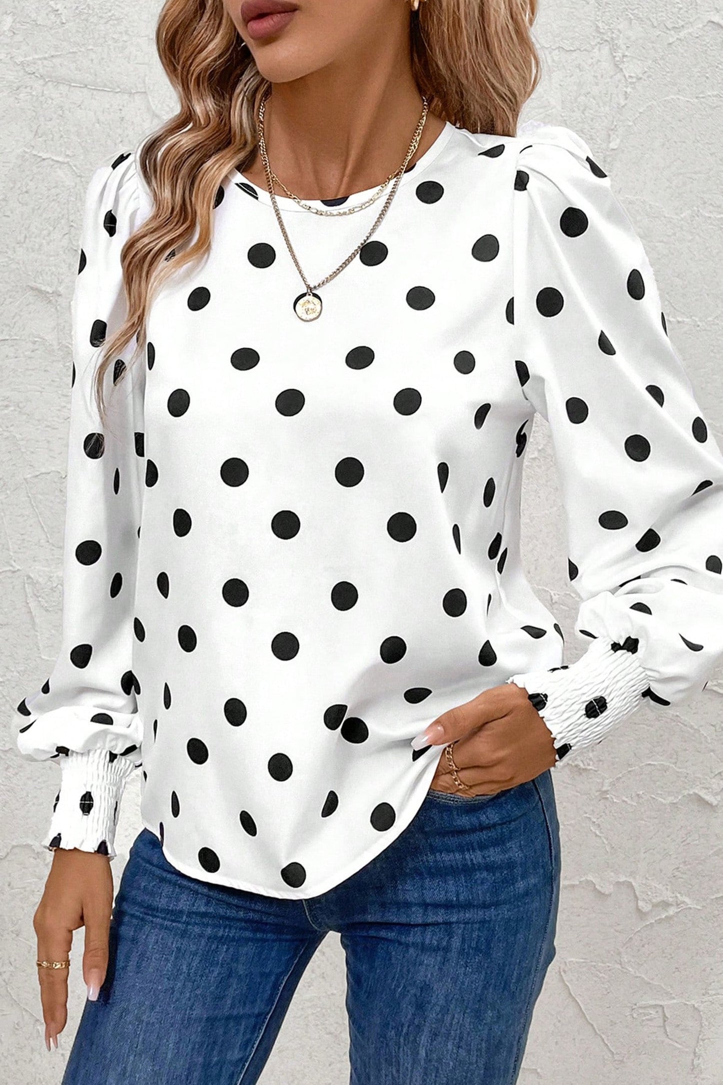 White Polka Dot Blouse FB