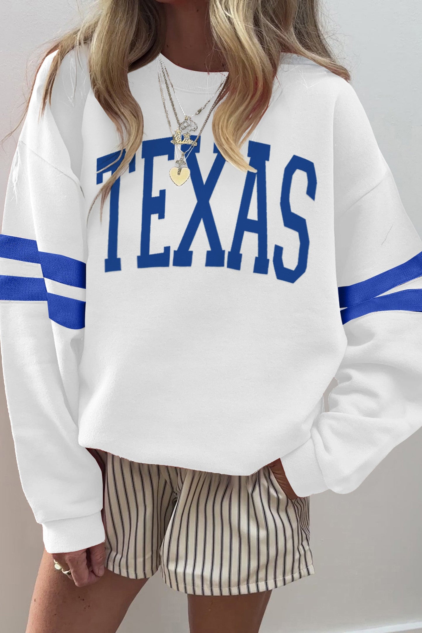White TEXAS Varsity Sweatshirt FB