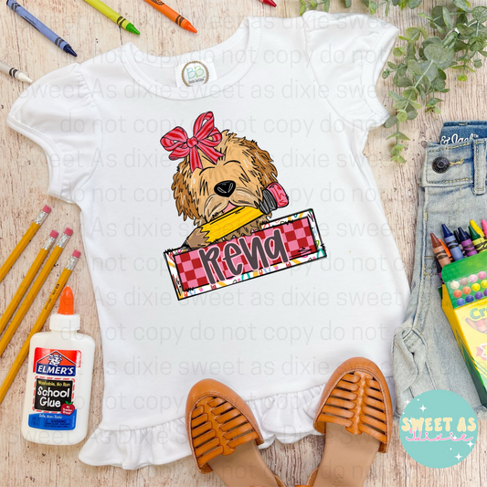 Girls Personalized Doodle Pencil Tee