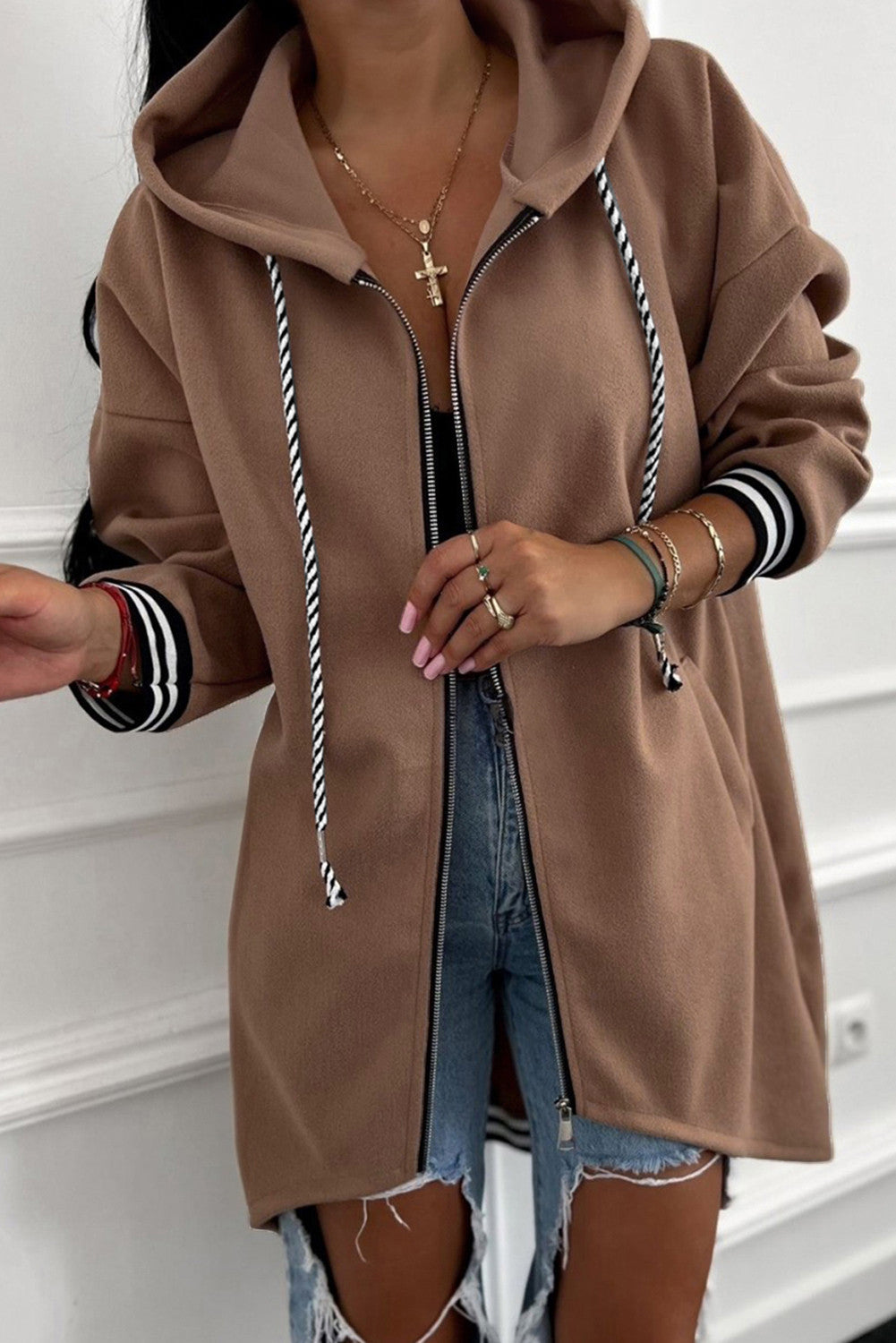 Zip Up Tunic Hoodie RTS