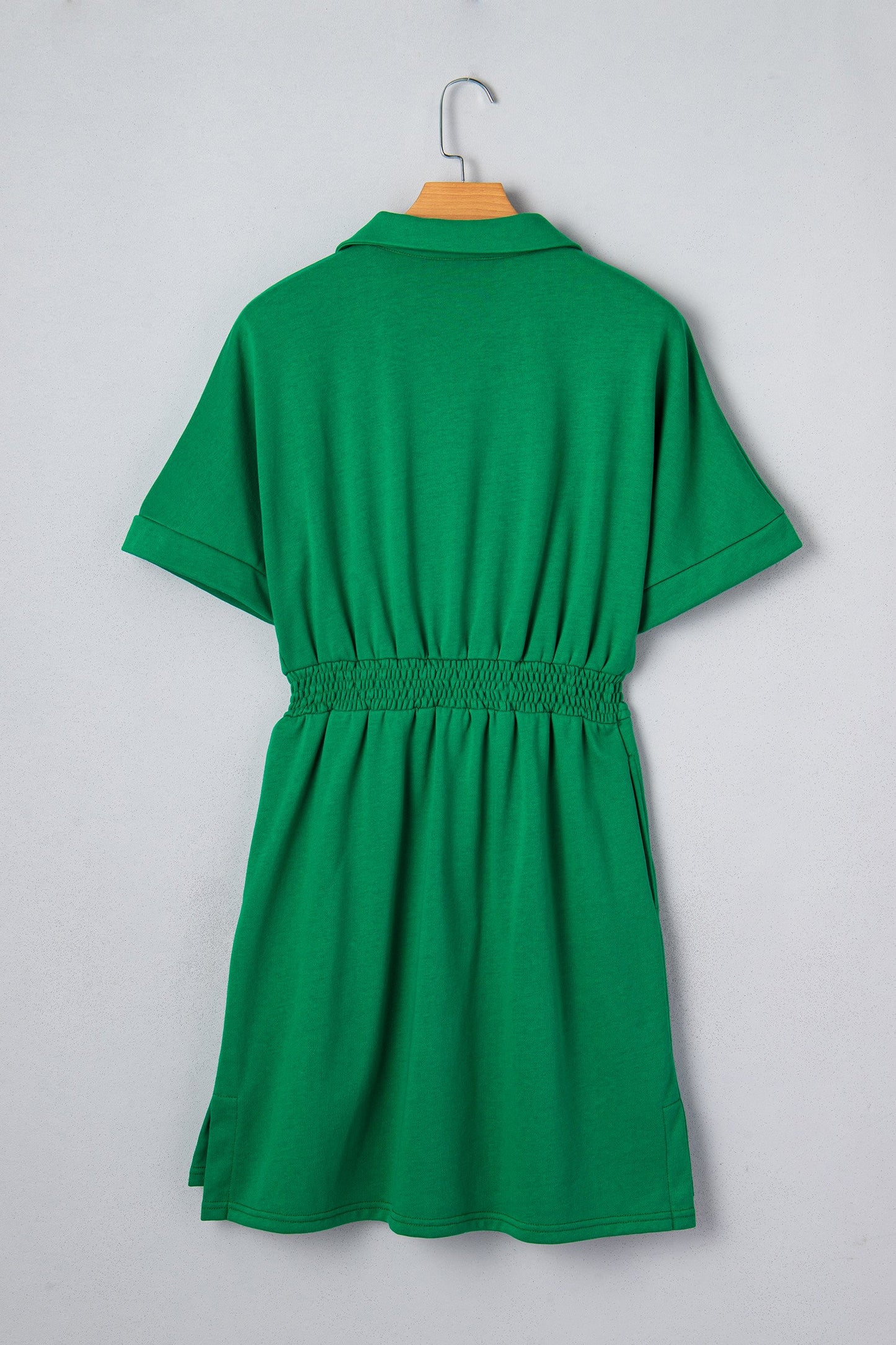 Green Elastic Waist Mini Dress