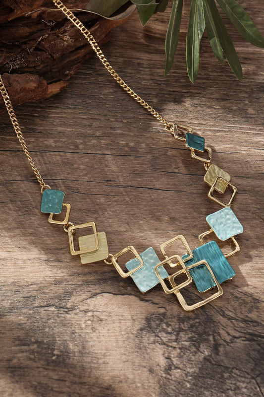 Blue Geometric Necklace RTS