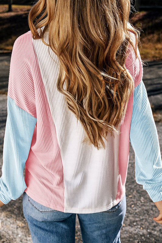 Blue Colorblock Corded top Preorder-November