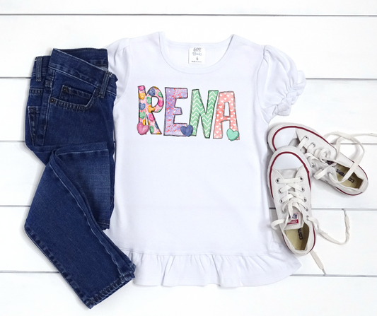 Girls Personalized Conversation Heart Tee