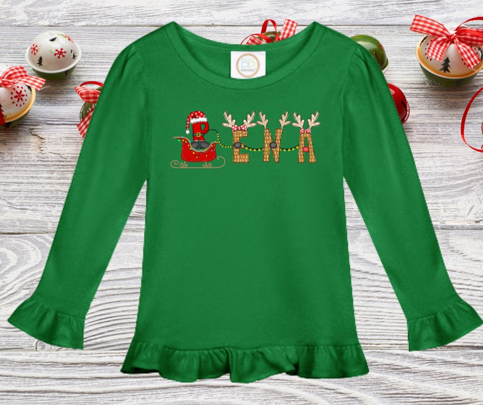 Personalized Santa Sleigh Kids Tee