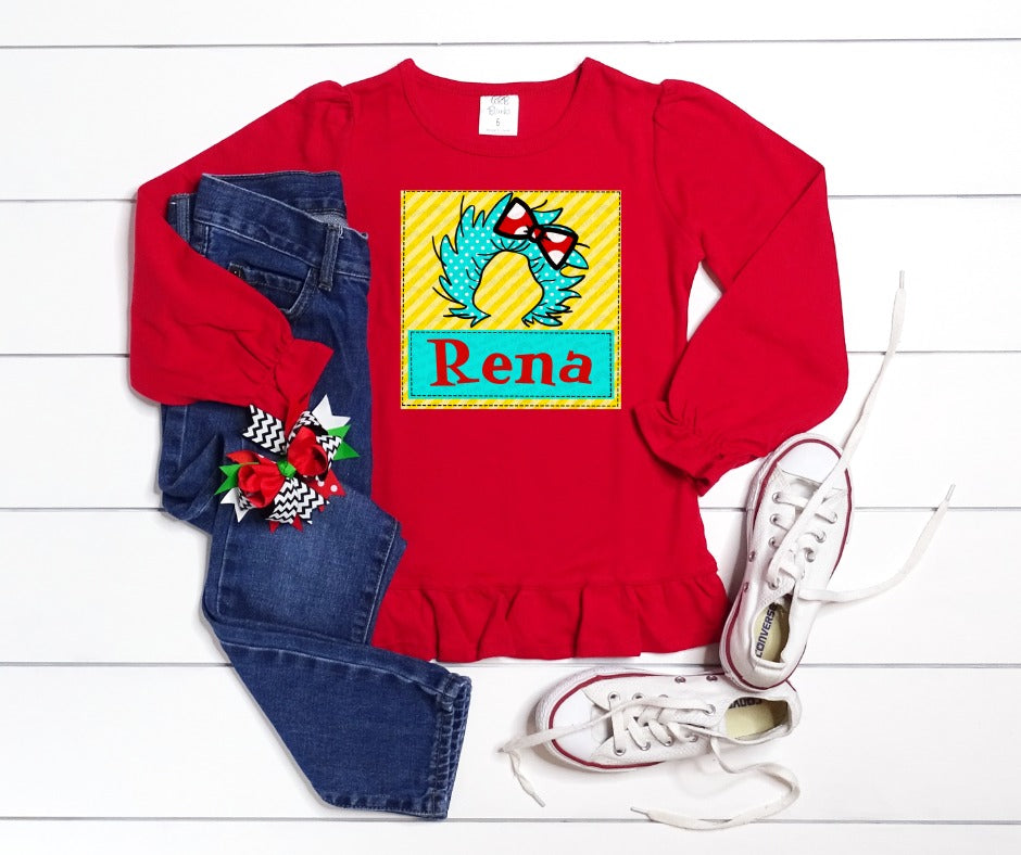 Girls Personalized Read Across America Thing Tee