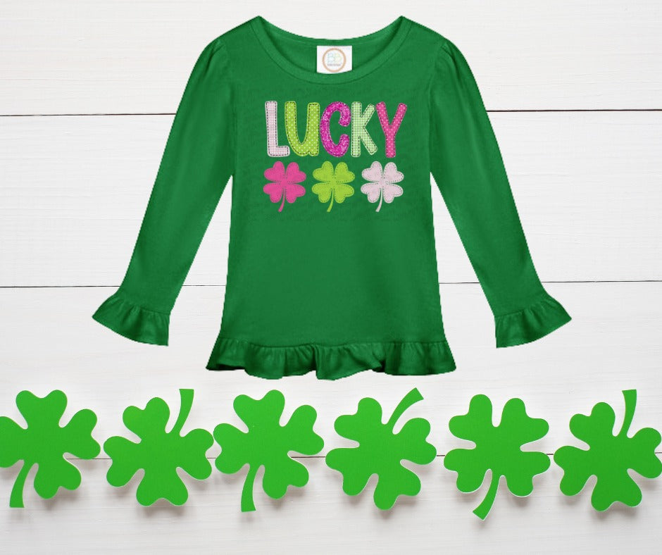 Girls Lucky Shamrock Tee