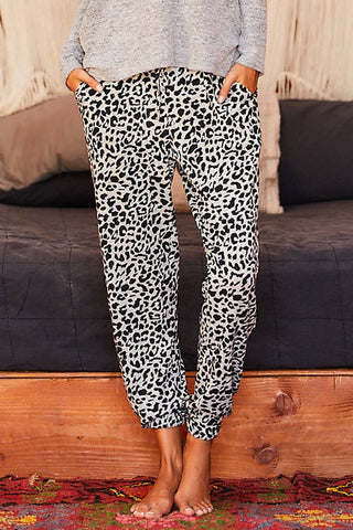 Waist Elastic Band Adjustable Leopard Print Pants