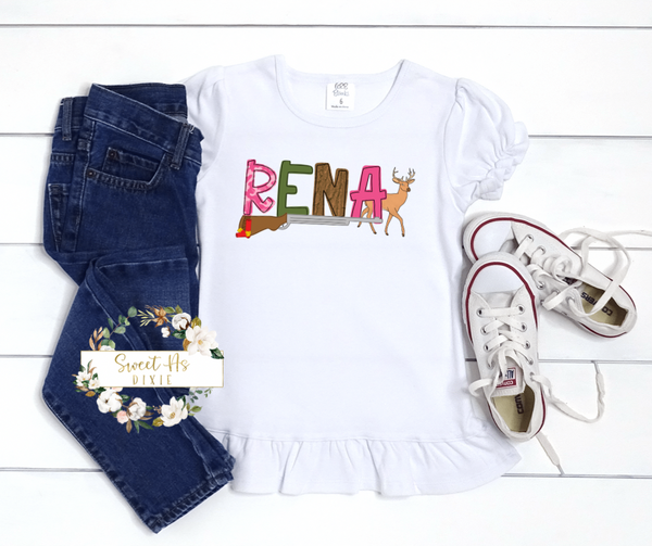 Personalized Hunting Name Kids Graphic Tee